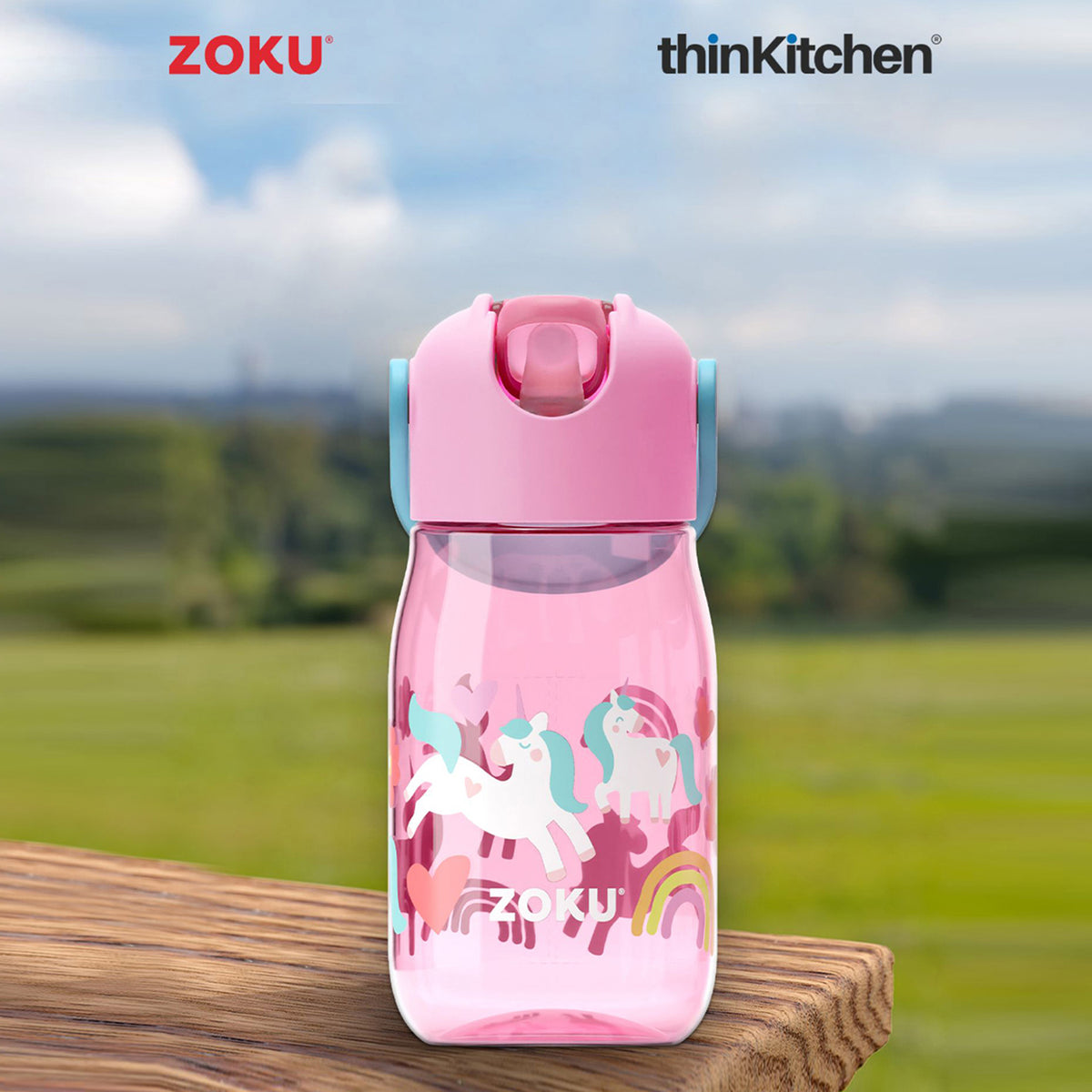 Kids Flip Straw Bottle - Zoku Pink Unicorn