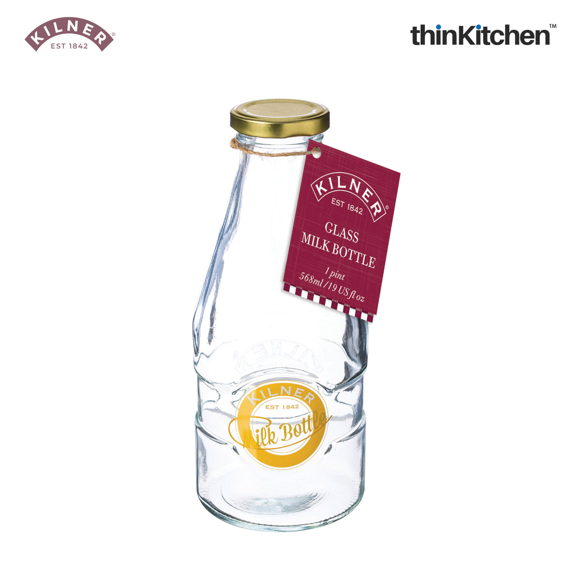 Kilner Clear Glass Milk Bottle, 568ml | thinKitchen