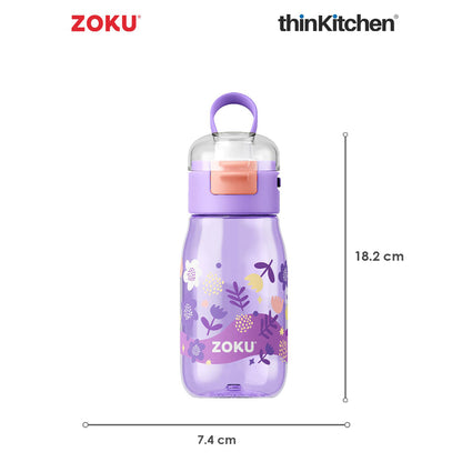 Zoku Purple Flowers Kids Flip Gulp Bottle