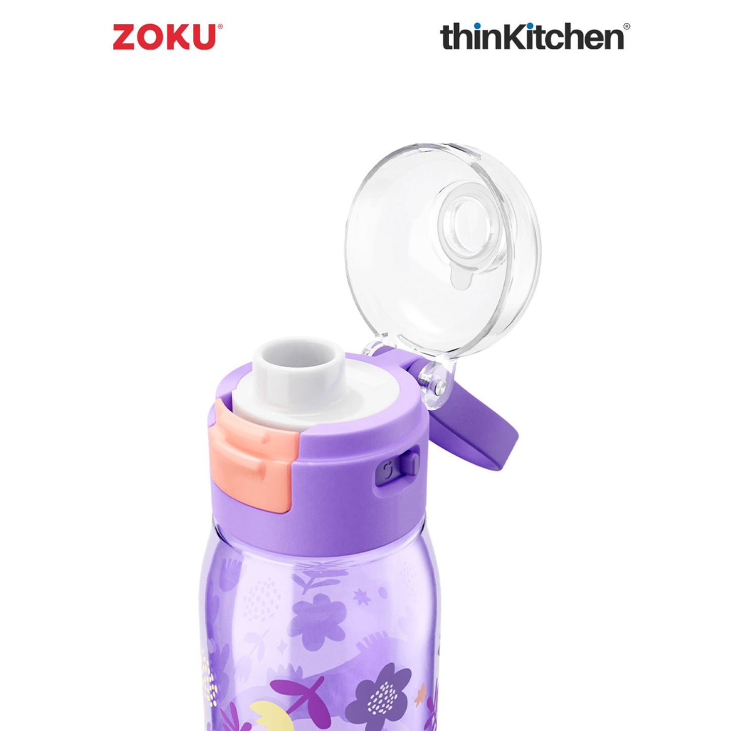 Zoku Purple Flowers Kids Flip Gulp Bottle