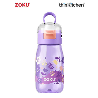 Zoku Purple Flowers Kids Flip Gulp Bottle