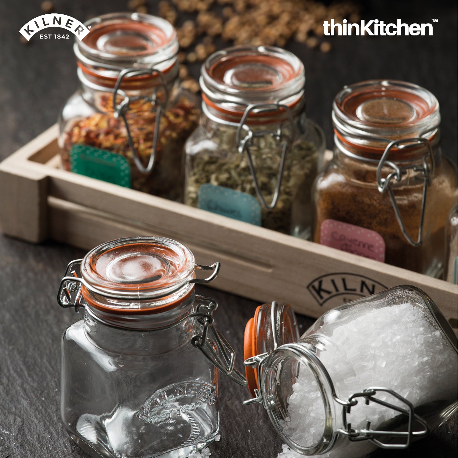 Buy Kilner 70 Ml Clip Top Square Spice Jar Online at thinKitchen