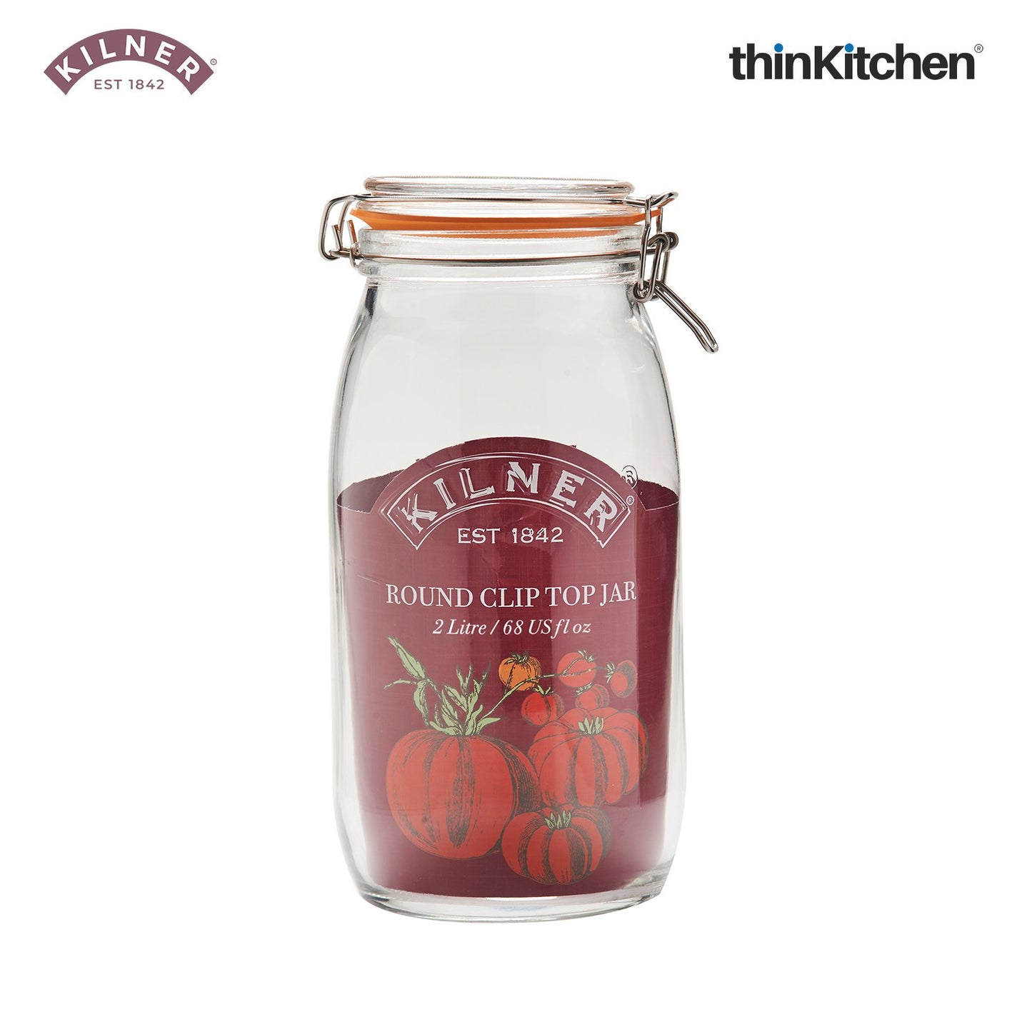 Kilner Clip Top Clear Glass Round Jar 2000 Ml