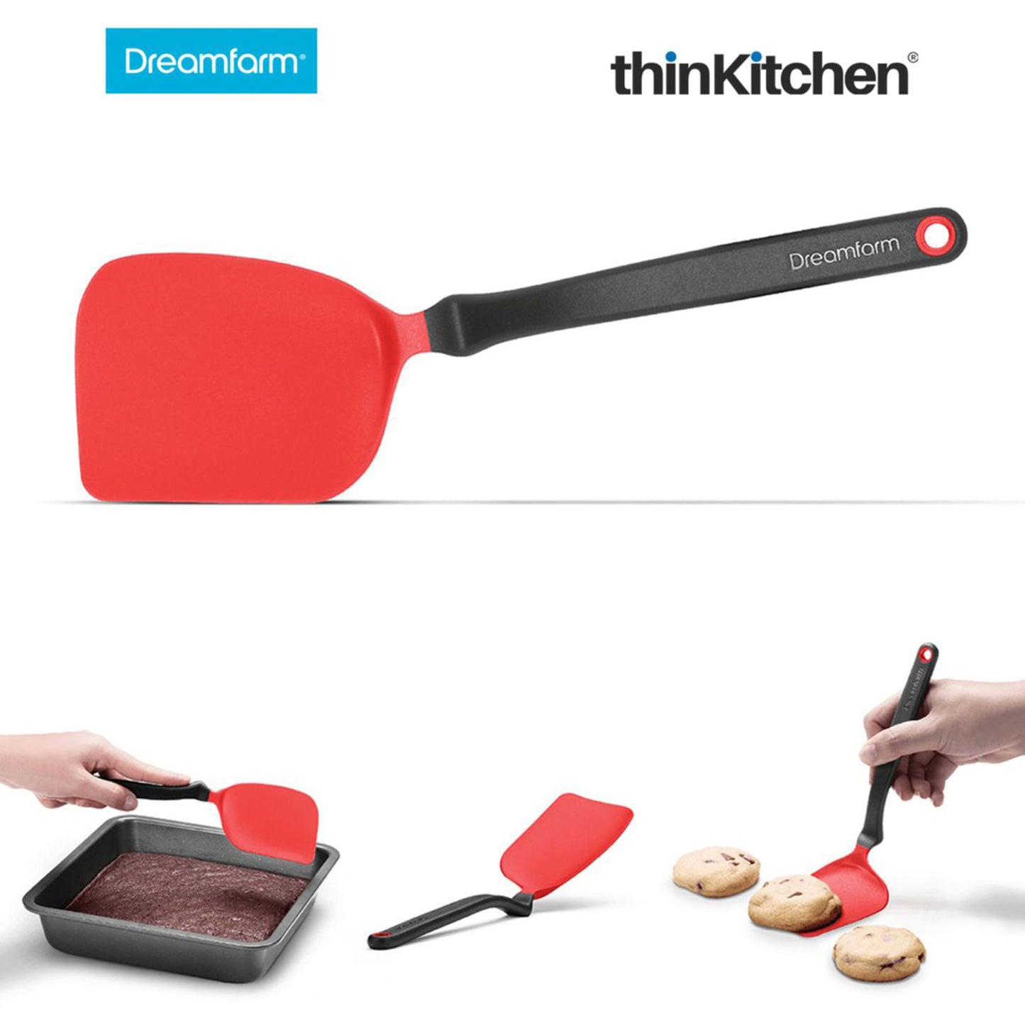 Dreamfarm Mini Chopula Super Flexible Chopping Sit Up Spatula Red