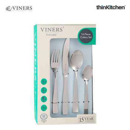 Viners Everyday Purity 16 Piece Cutlery Set with Gift Box, 18/0 Stainless Steel