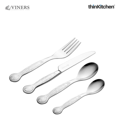 Viners Kids Mermaid 4 Piece 18/0 Silver Stainless Steel Cutlery Set