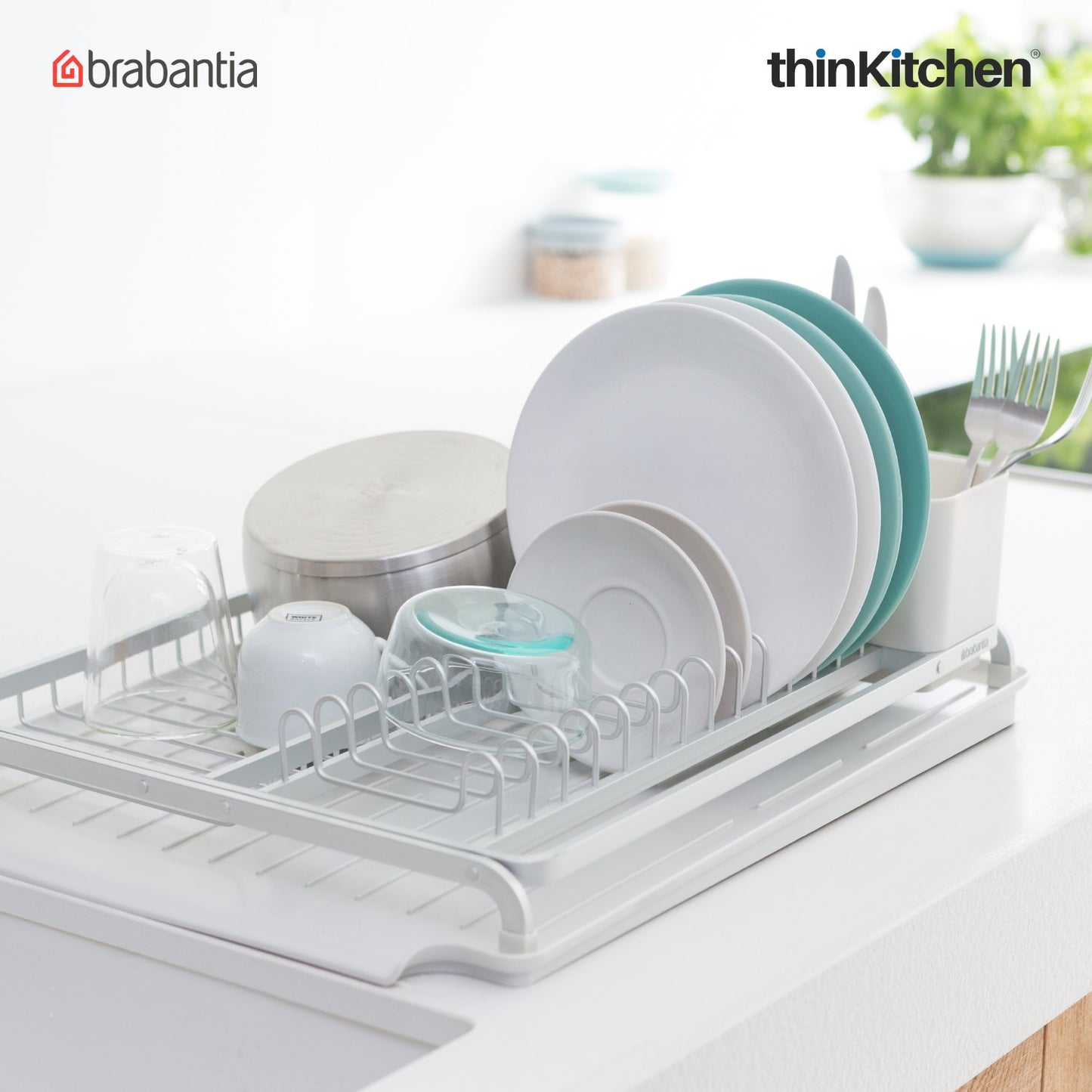 Brabantia Dish Washing Organising Dish Drying Rack Light Grey