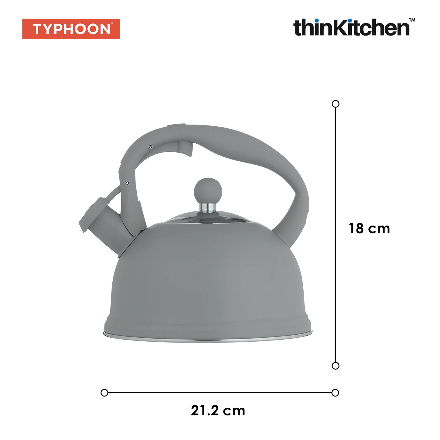 Typhoon Grey Stove Top Kettle 1 8 Ltr