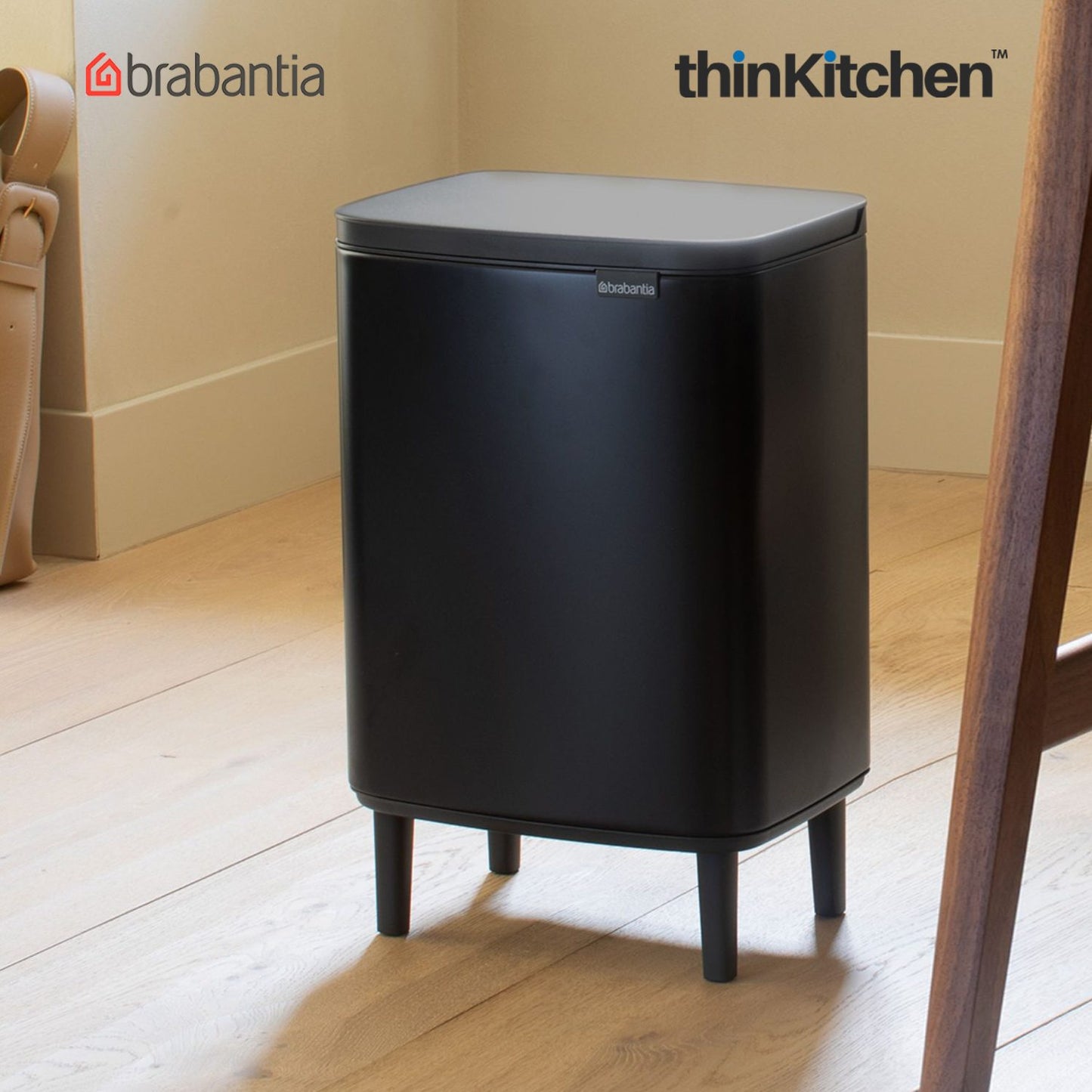 Brabantia Bo Waste Bin Hi 12 Litre Matt Black