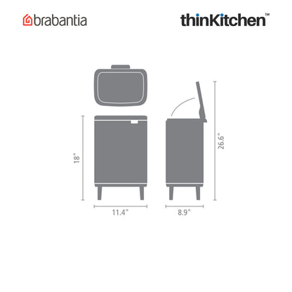 Brabantia Bo Waste Bin Hi 12 Litre Matt Black