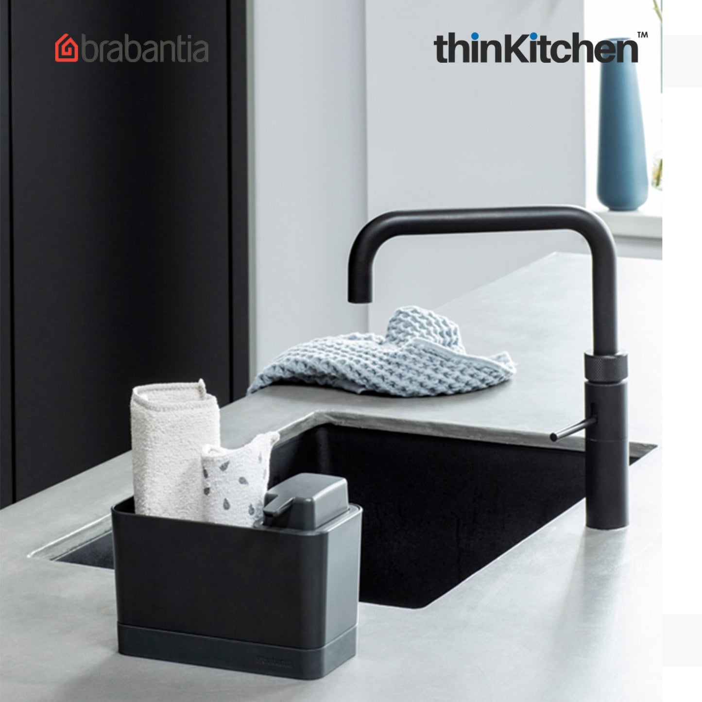 Brabantia Sink Organiser Set Sink Organiser And Soap Dispenser Dark Grey