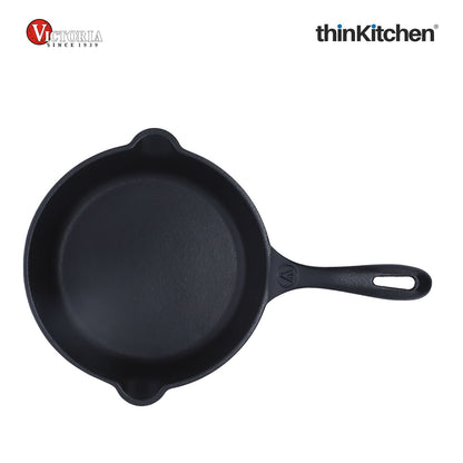 Victoria - SKL-208 Victoria Cast Iron Skillet. Small Frying Pan Seasoned with 100% Kosher Certified Non-GMO Flaxseed Oil, 8", Black