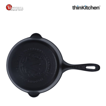 Victoria - SKL-208 Victoria Cast Iron Skillet. Small Frying Pan Seasoned with 100% Kosher Certified Non-GMO Flaxseed Oil, 8", Black