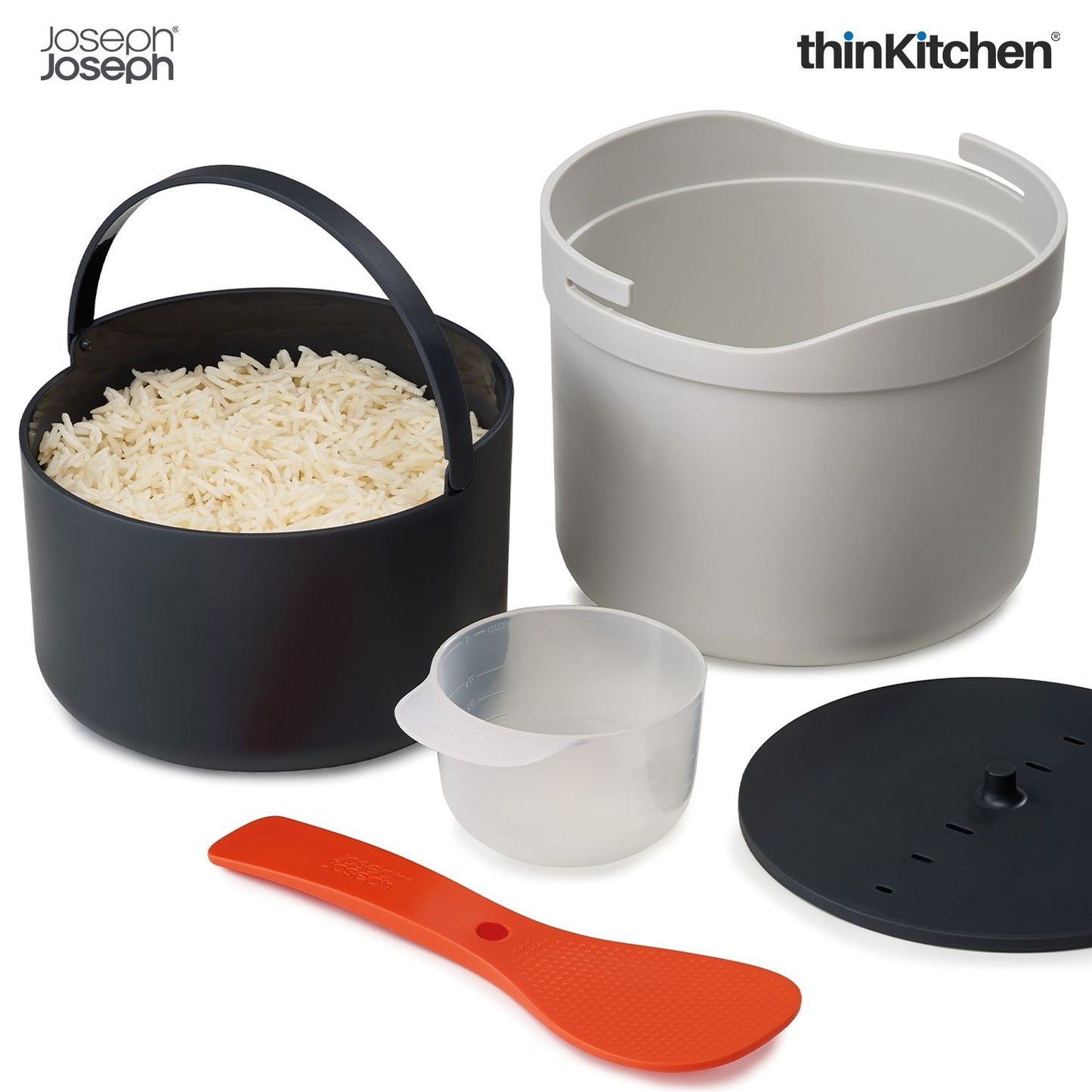 Joseph Joseph M-Cuisine Microwave Rice and Grain Cooker - Stone/Orange