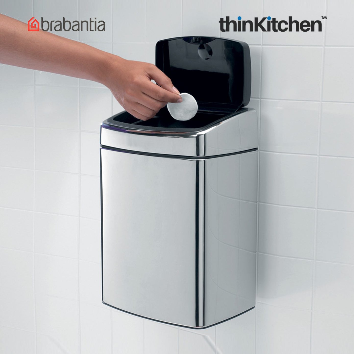 Brabantia Rectangular Touch Bin 10 Litre Brilliant Steel