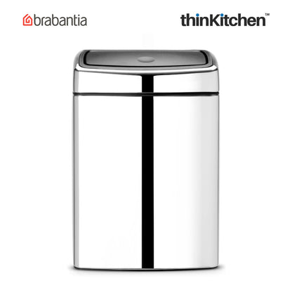 Brabantia Rectangular Touch Bin 10 Litre Brilliant Steel