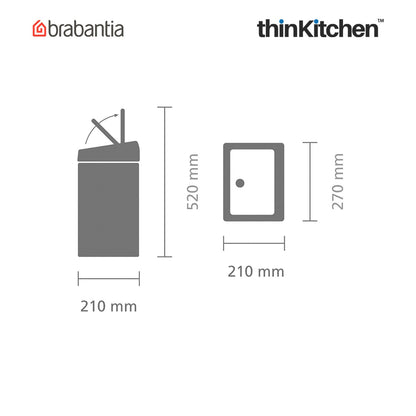 Brabantia Rectangular Touch Bin 10 Litre Brilliant Steel