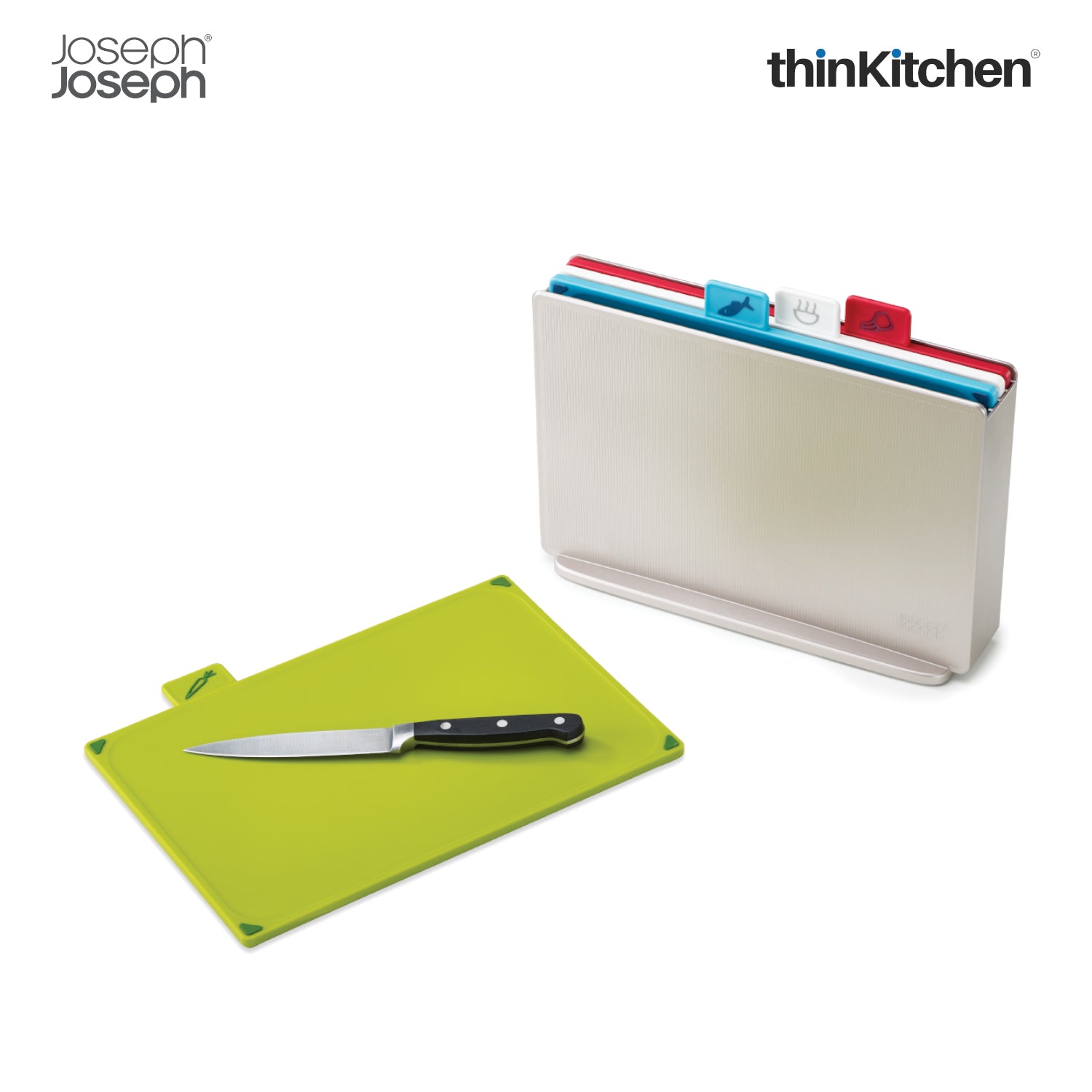 Joseph Joseph Silver Large Index Color-Coded Cutting Board Set