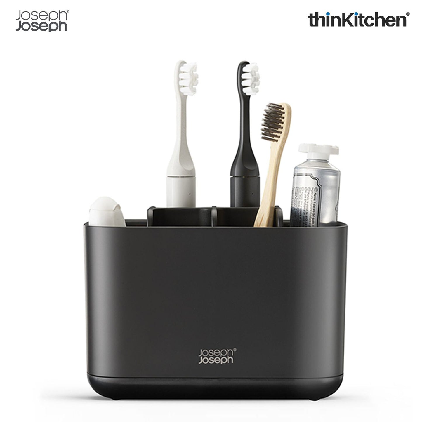 Joseph Joseph EasyStore Large Toothbrush Caddy with Matt Black Finish