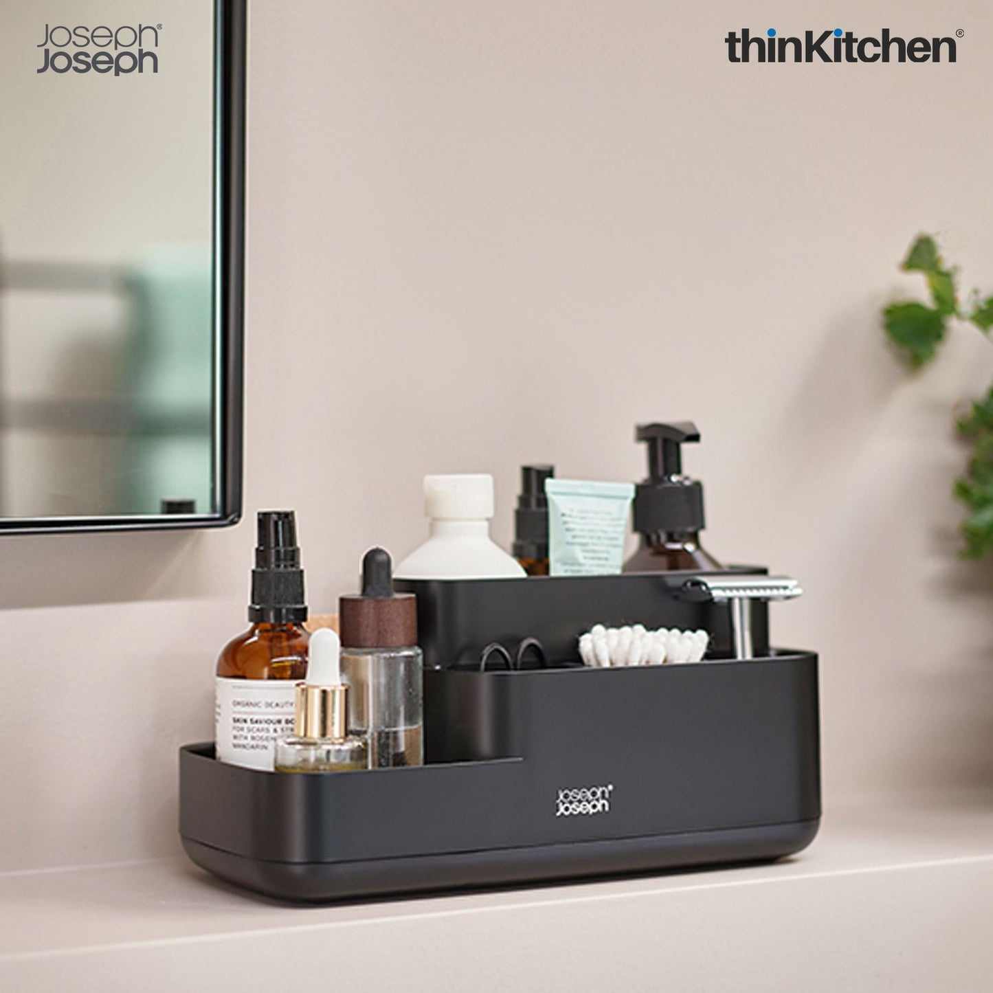 Joseph Joseph EasyStore Bathroom Caddy with Matt Black Finish