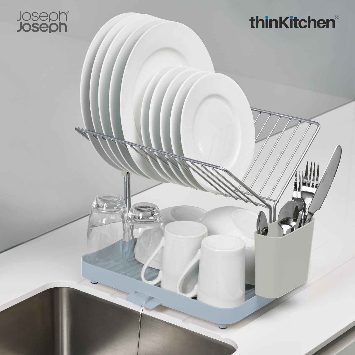 Buy Joseph Joseph Y Rack Dish Rack And Drain Board Set With Cutlery Organizer Dish Drainer Light Blue Online at thinKitchen