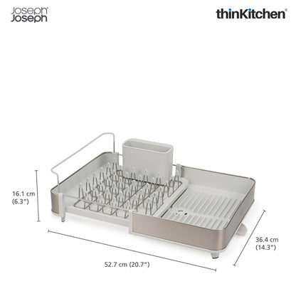 Joseph Joseph Extend™ Steel Expandable dish rack with draining spout -  Stone