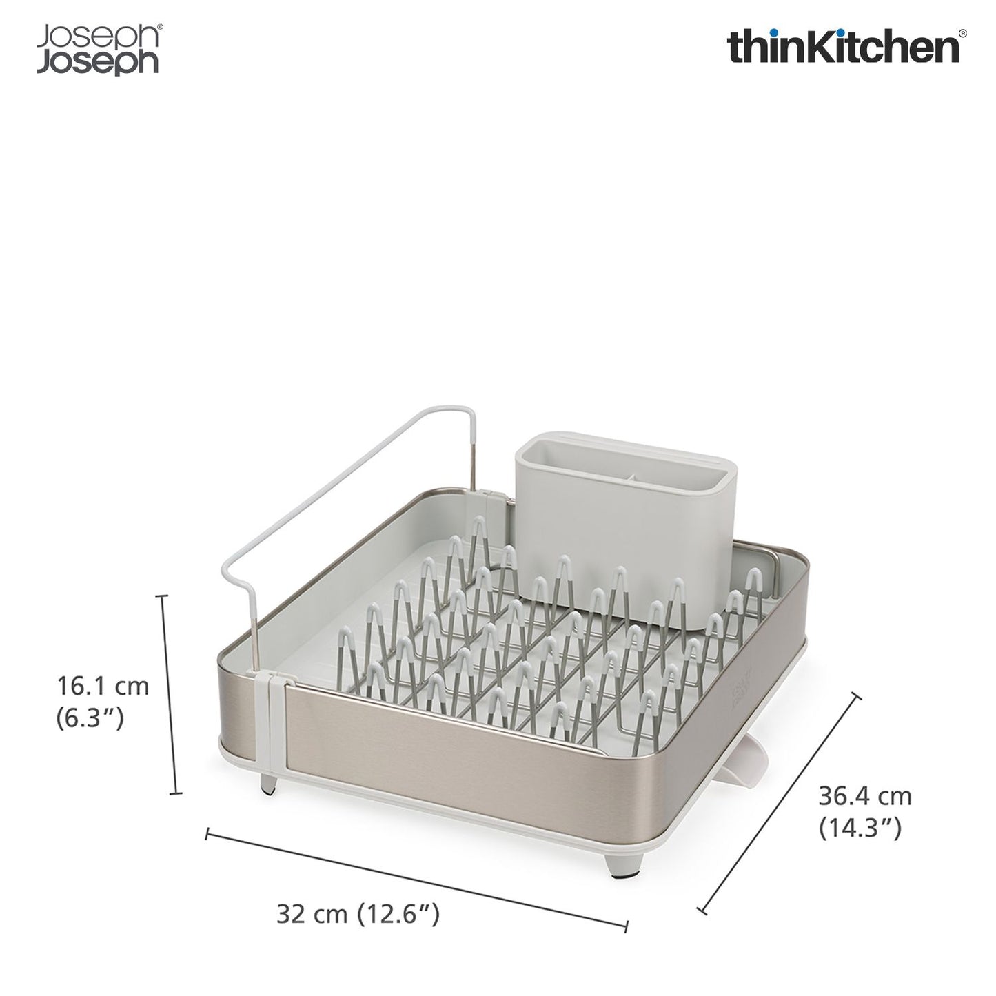 Joseph Joseph Extend™ Steel Expandable dish rack with draining spout -  Stone