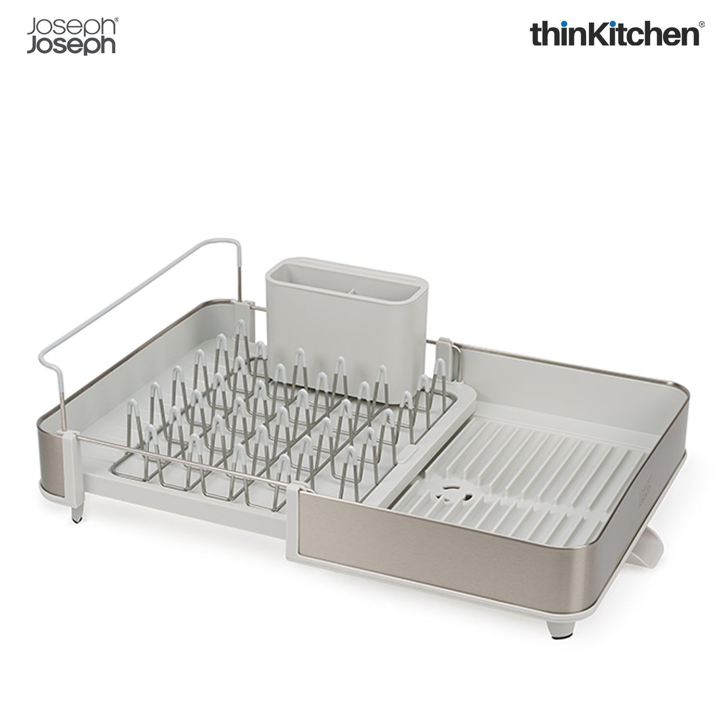 Joseph Joseph Extend™ Steel Expandable dish rack with draining spout -  Stone