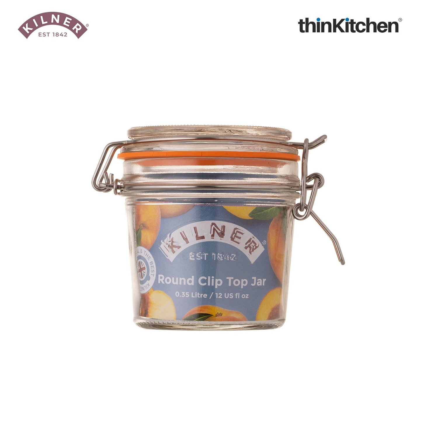 Kilner Set of 4 Clip Top Round Jar, 350ml