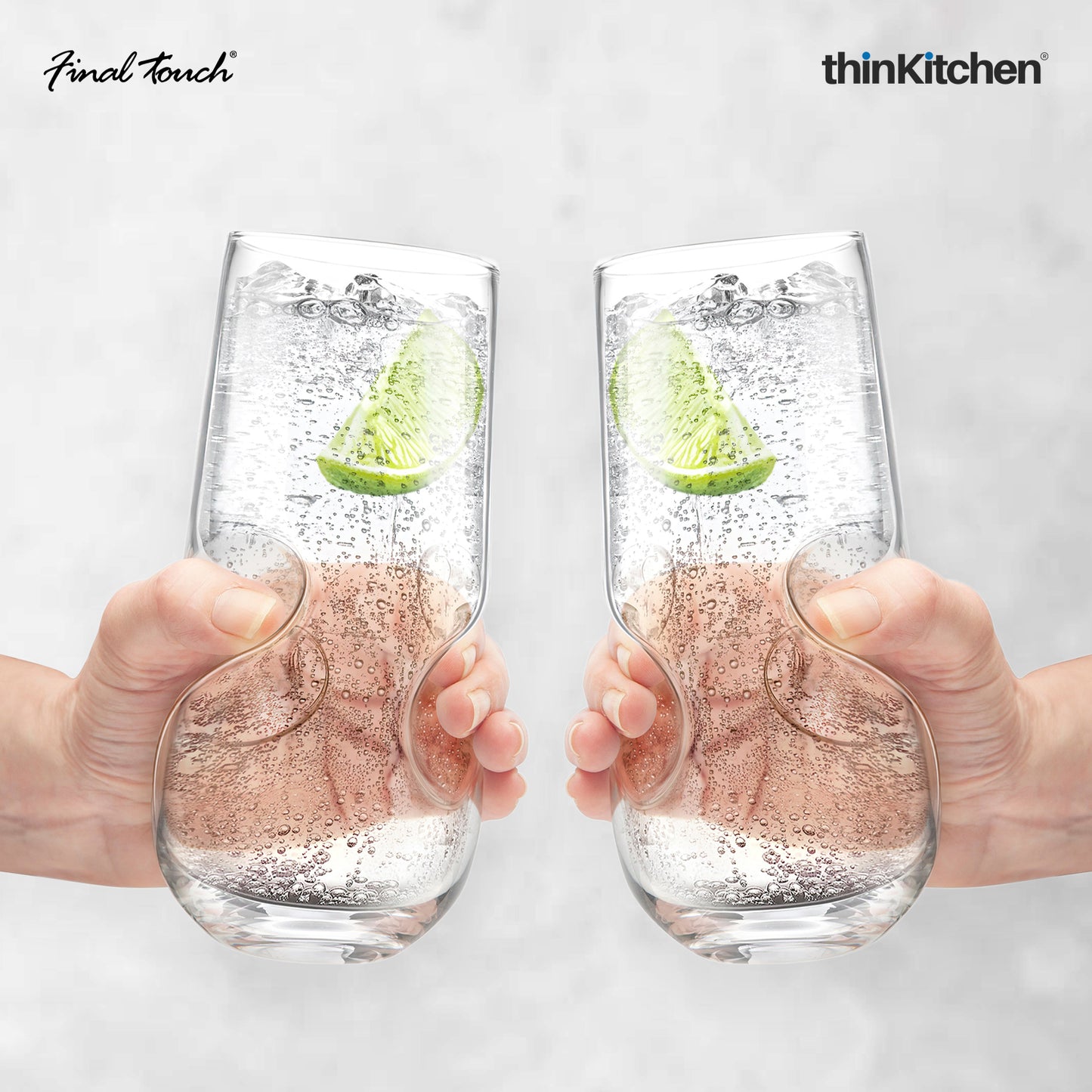 Final Touch Bubbles Seltzer Bubbly Beverage Glasses Set Of 4