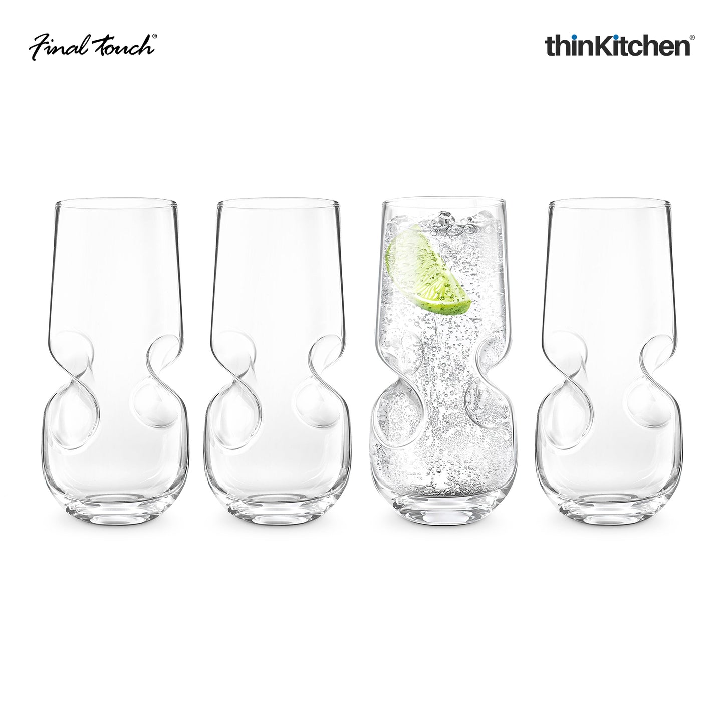 Final Touch Bubbles Seltzer Bubbly Beverage Glasses Set Of 4