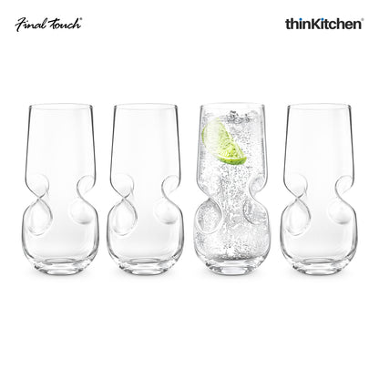 Final Touch Bubbles Seltzer Bubbly Beverage Glasses Set Of 4