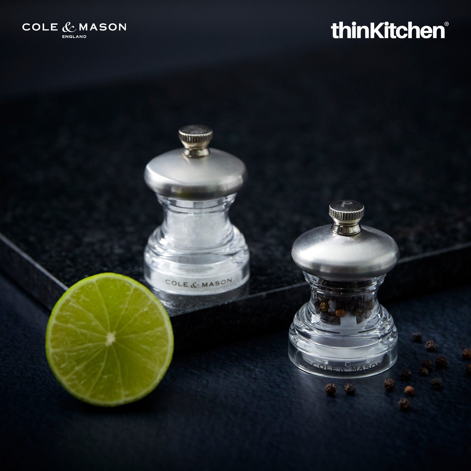 Cole & Mason Button Salt & Pepper Mill Set 6.5cm