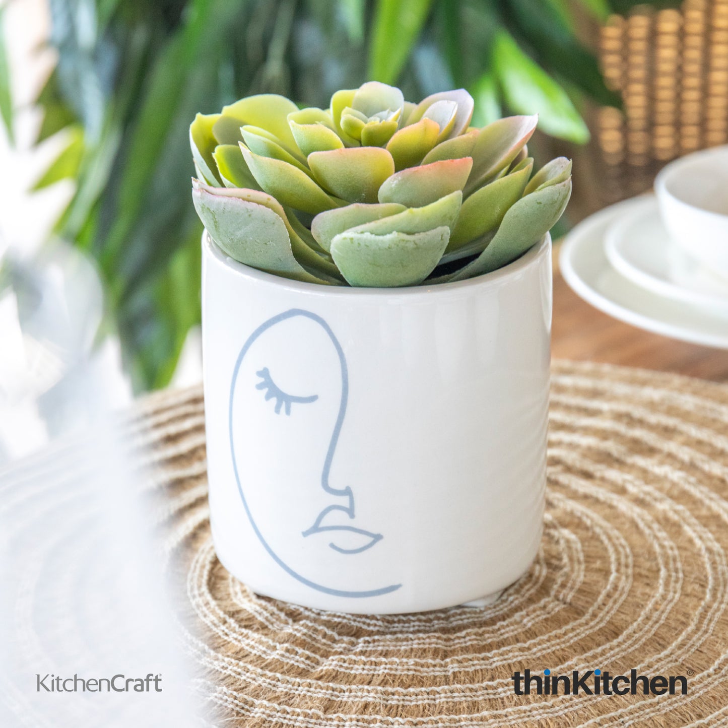 Kitchencraft Mini Planter With Abstract Face Design