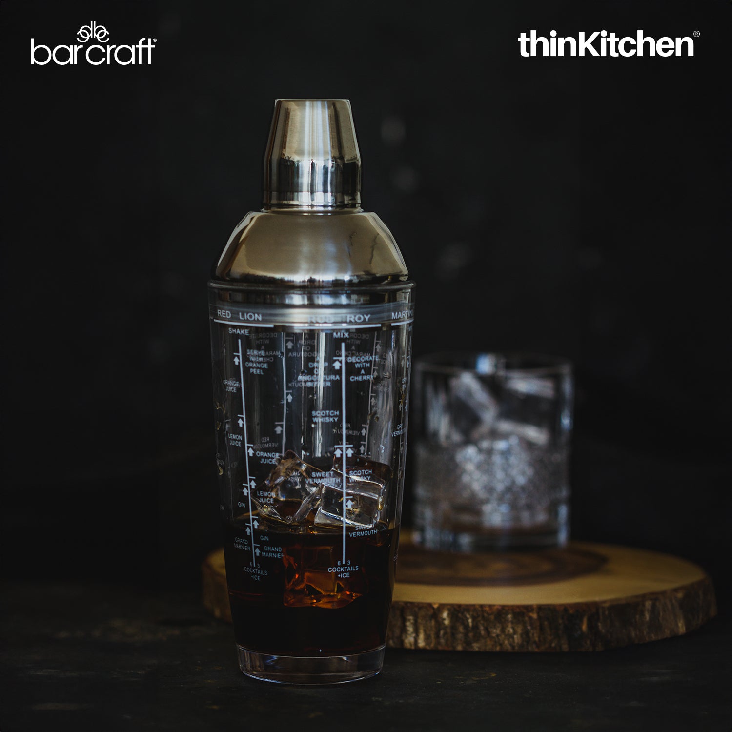 BarCraft Boston Glass Cocktail Shaker, 700ml