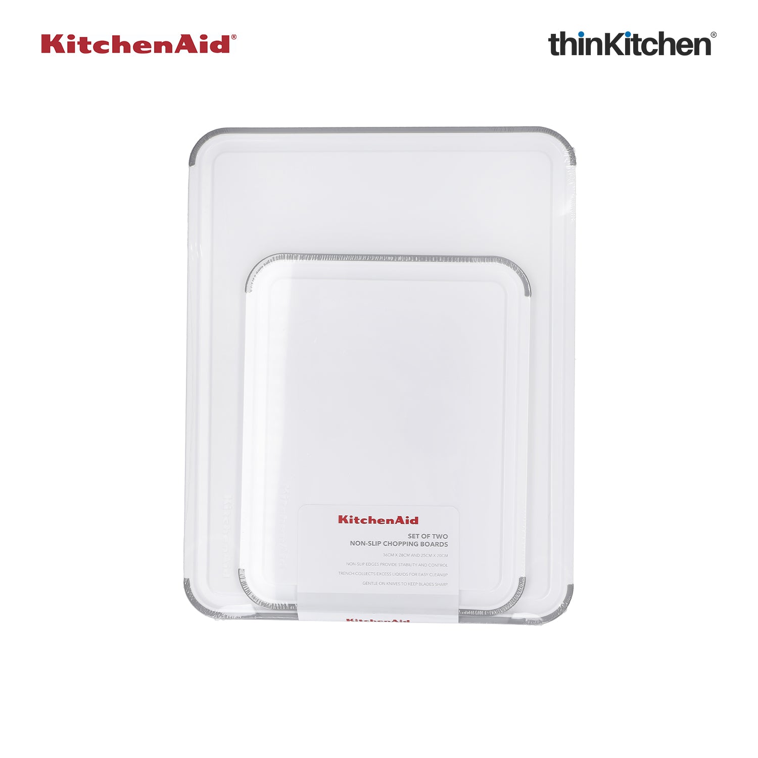 KitchenAid Classic Nonslip 2 Piece Plastic Cutting Board, Set  of 2, White: Home & Kitchen