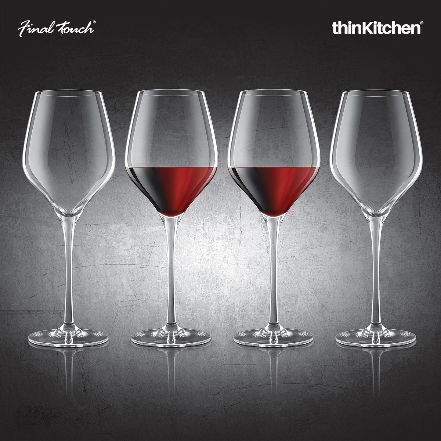 Final Touch Red Wine Lead Free Crystal Glasses Set Of 4
