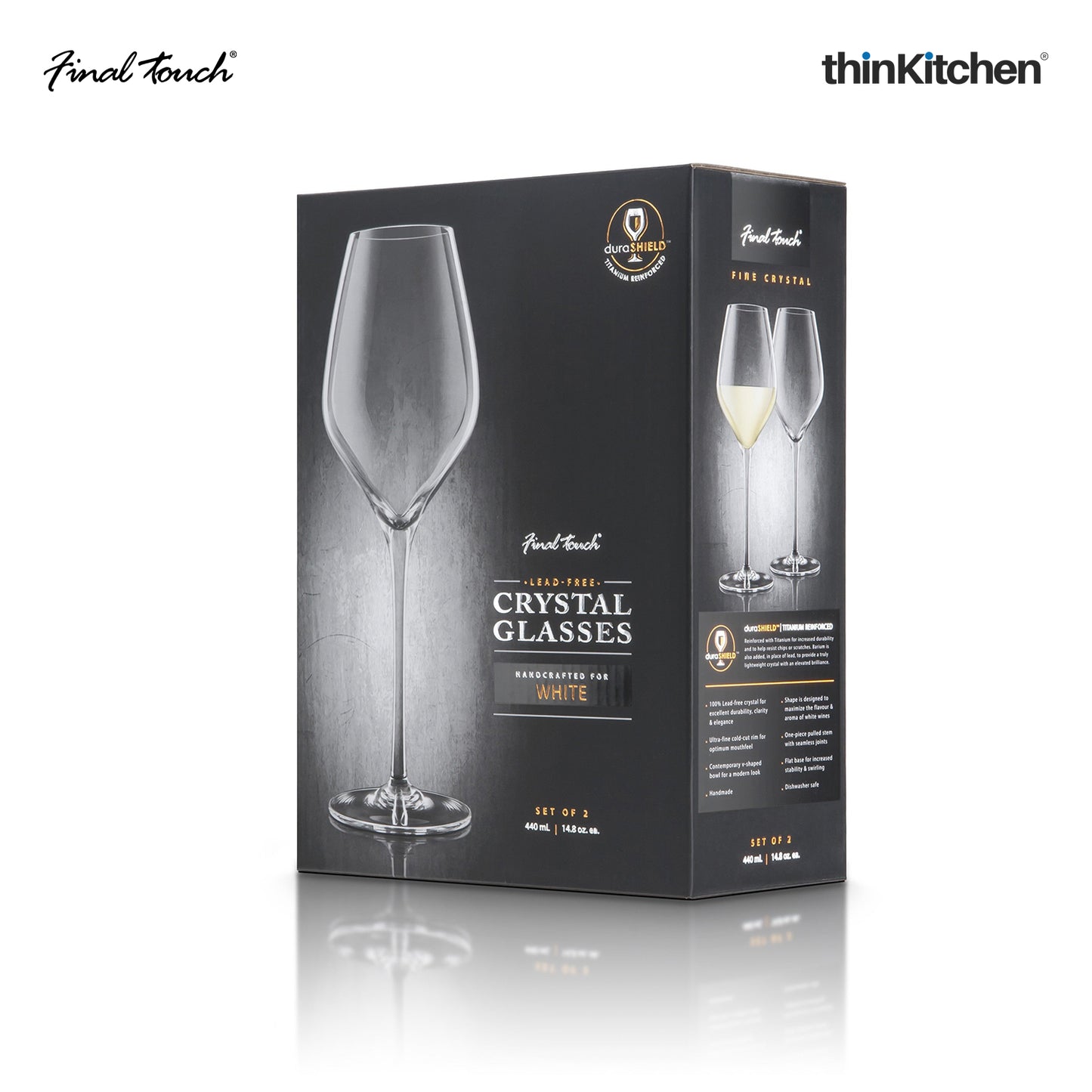 Final Touch White Wine Lead Free Crystal Glasses Set Of 2