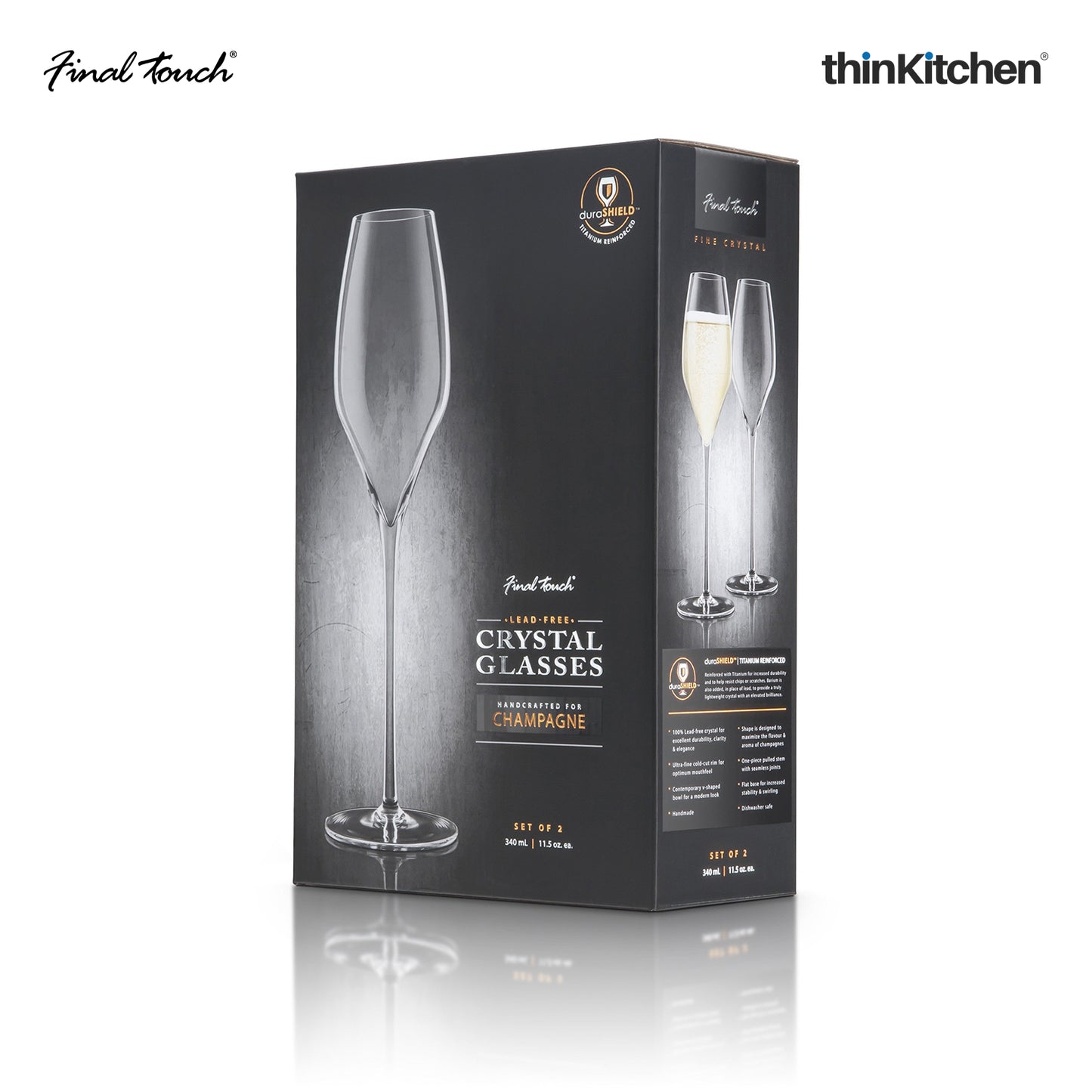 Final Touch Champagne Lead Free Crystal Glasses Set Of 2