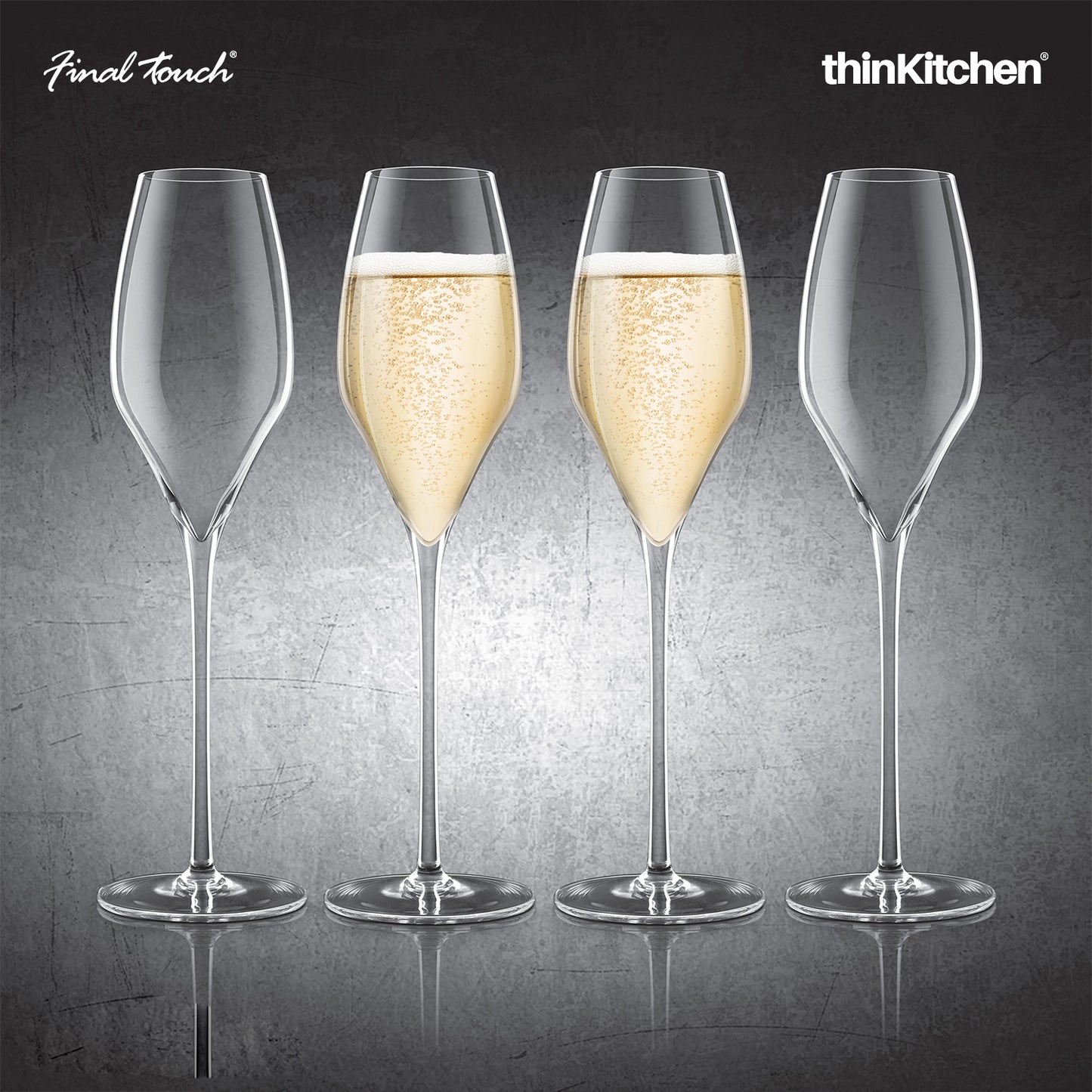 Final Touch Champagne Lead Free Crystal Glasses Set Of 4