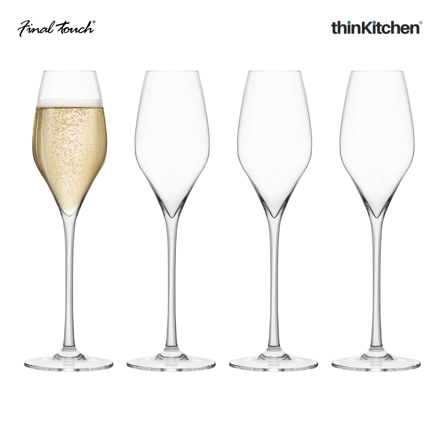 Final Touch Champagne Lead Free Crystal Glasses Set Of 4