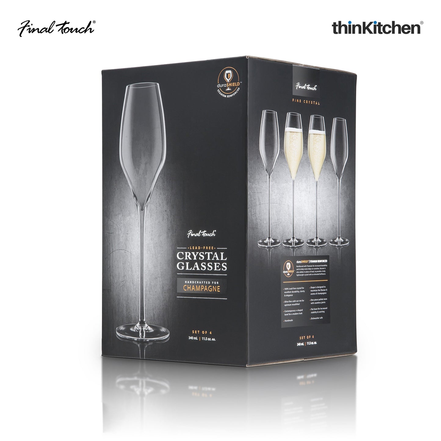 Final Touch Champagne Lead Free Crystal Glasses Set Of 4