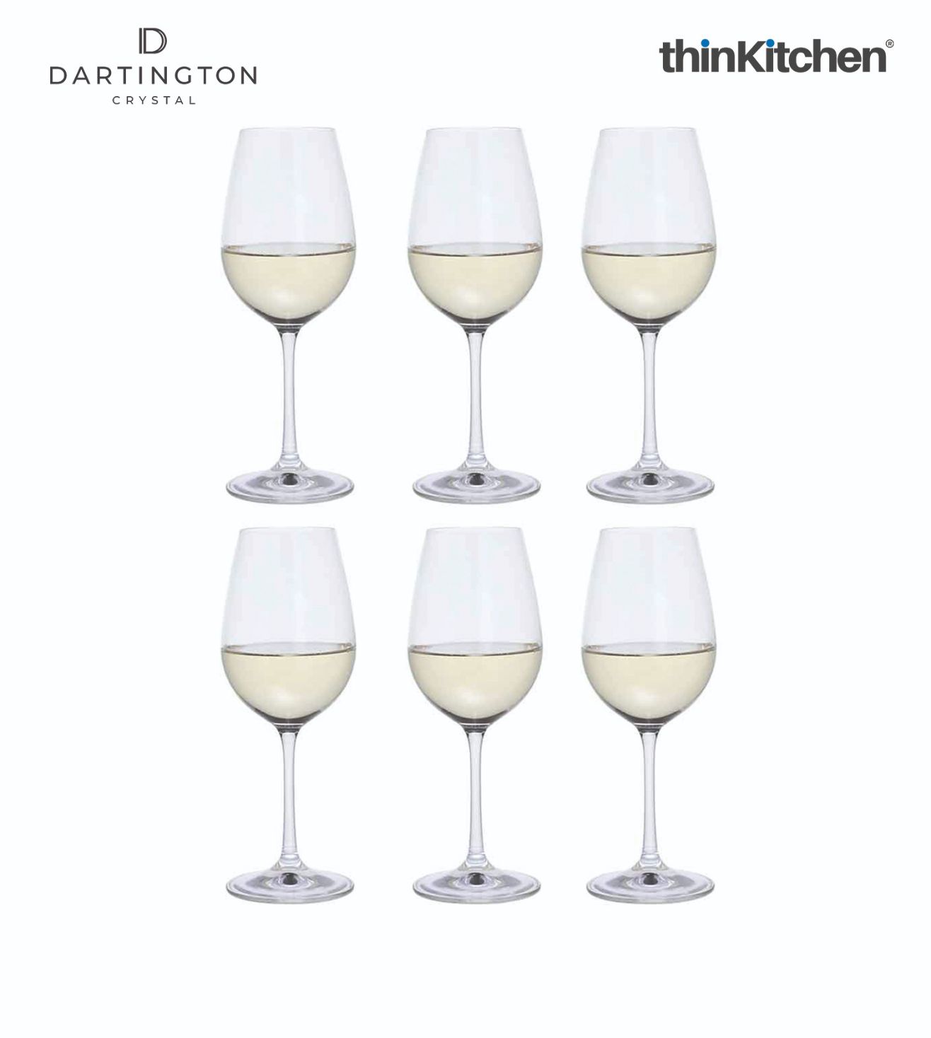 Dartington Crystal White Wine Glasses Set of 6