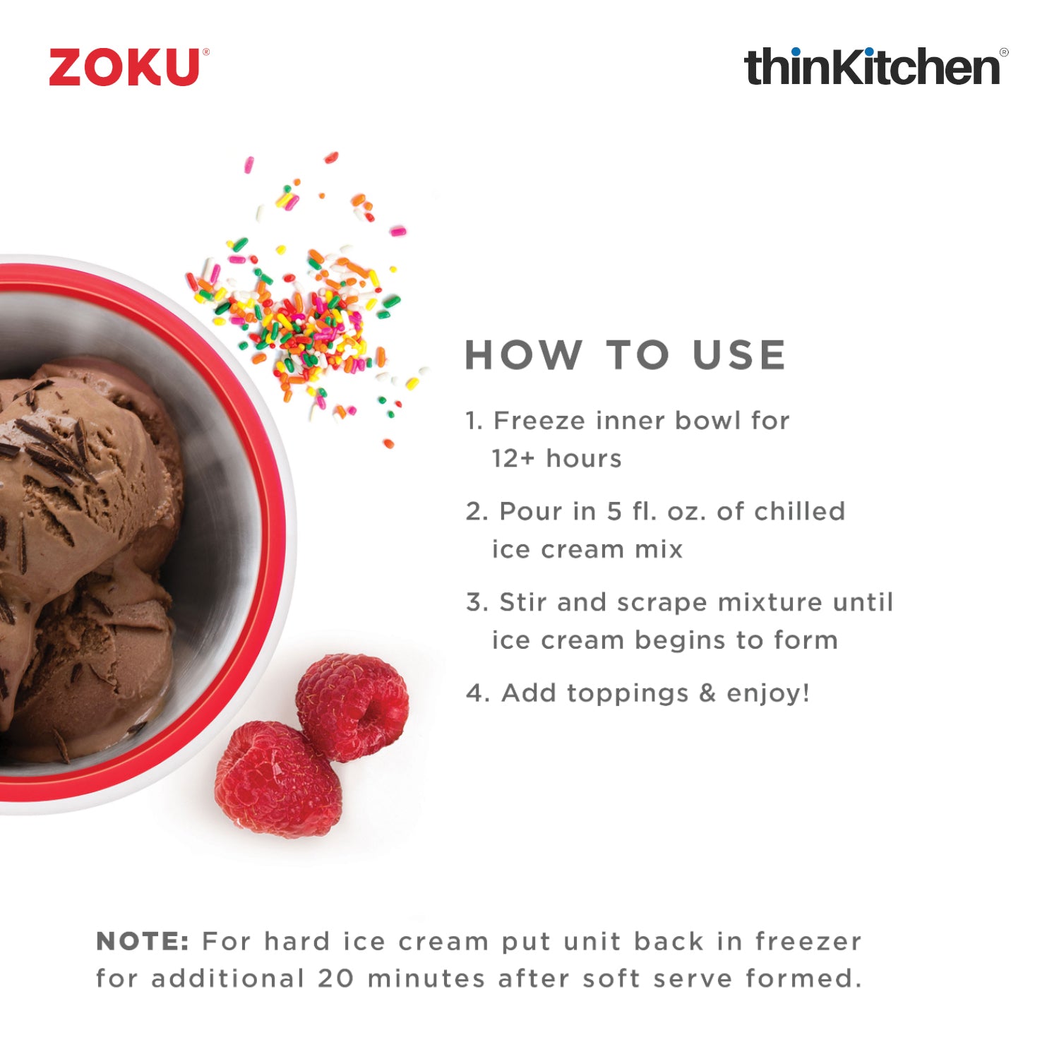 Zoku Instant Ice Cream Maker Red Frozen Yogurt Sorbet NEW