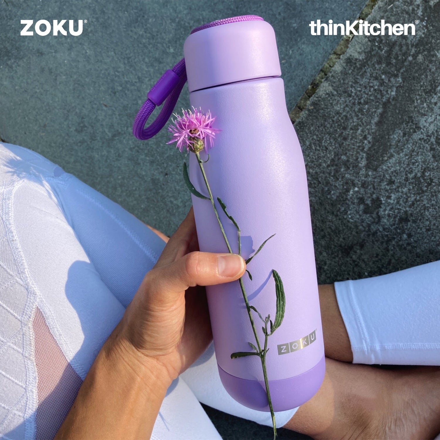 Zoku 18oz Stainless Steel Powder Coated Bottle Ash