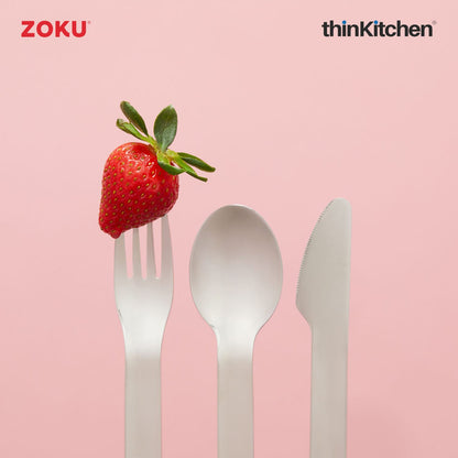 Zoku Stainless Steel Kids Pocket Utensil Set Charcoal