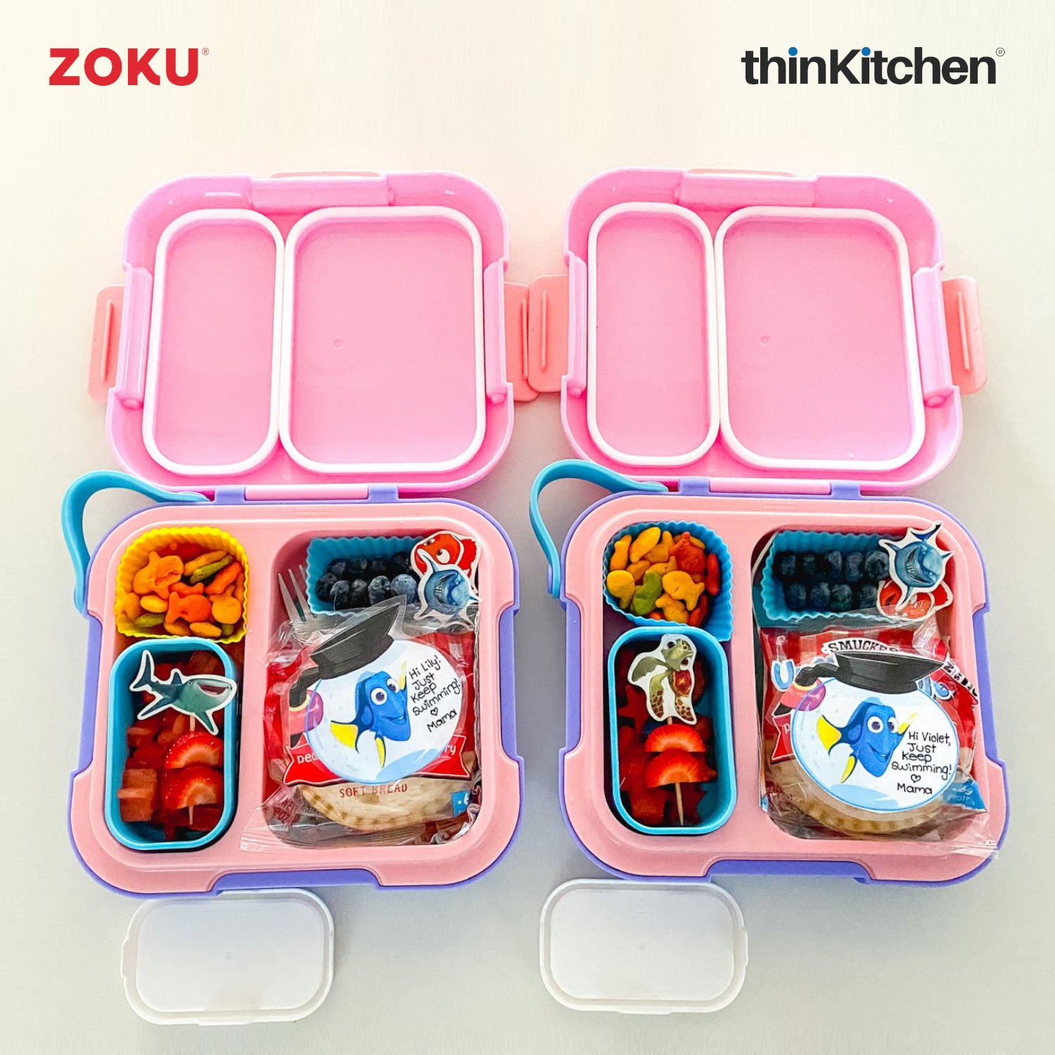 Zoku Neat Bento Lunch Box, Pink